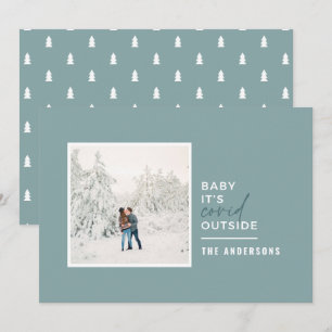 Modern minimal typography photo baby its covid holiday card