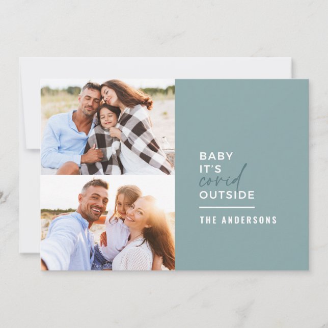 Modern minimal typography photo baby its covid holiday card (Front)