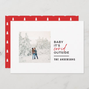 Modern minimal typography photo baby its covid holiday card