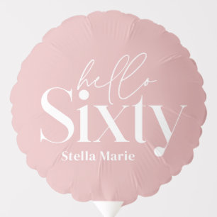 Modern minimal typography pink girly 60th birthday balloon