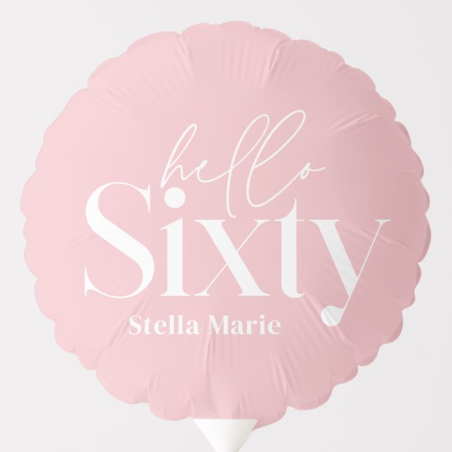 Modern minimal typography pink girly 60th birthday balloon (Front)