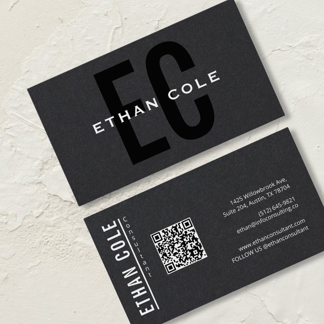 Modern Minimal Typography professional QR code Business Card (Creator Uploaded)