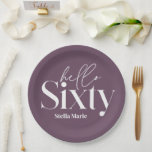 Modern minimal typography purple 60th birthday paper plates<br><div class="desc">Modern minimal typography simple  purple and white 60th birthday party favor decor paper plate. Part of a contemporary collection.</div>