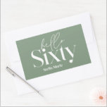 Modern minimal typography sage green 60th birthday rectangular sticker<br><div class="desc">Modern minimal typography simple sage green and white 60th birthday party favor decor napkin. Part of a contemporary collection.</div>