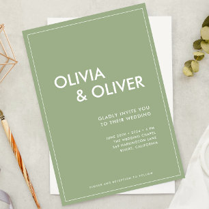 Modern Minimal Typography Sage Green Wedding Invitation