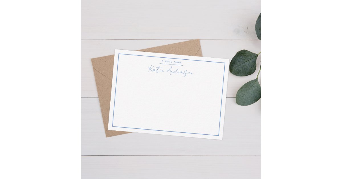 Modern Minimal Typography Script Baby Blue Note Card | Zazzle