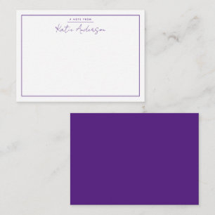 Modern Minimal Typography Script Purple Note Card