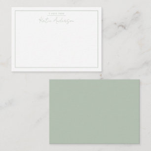 Modern Minimal Typography Script Sage Green Note Card