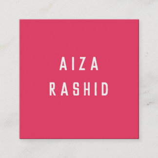 Modern Minimal Typography Shocking Pink Square Business Card