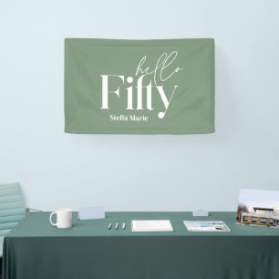 Modern minimal typography simple 50th birthday banner