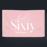 Modern minimal typography simple 60th birthday banner<br><div class="desc">Modern minimal typography simple blush pink and white 60th birthday party decor banner. Part of a contemporary collection.</div>