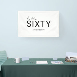 Modern minimal typography simple 60th birthday banner