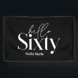 Modern minimal typography simple 60th birthday banner<br><div class="desc">Modern minimal typography simple black and white 60th birthday invitation. Part of a contemporary collection.</div>