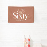 Modern minimal typography simple 60th birthday banner<br><div class="desc">Modern minimal typography simple terracotta and white 60th birthday invitation. Part of a contemporary collection.</div>