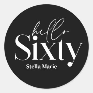 Modern minimal typography simple 60th birthday classic round sticker