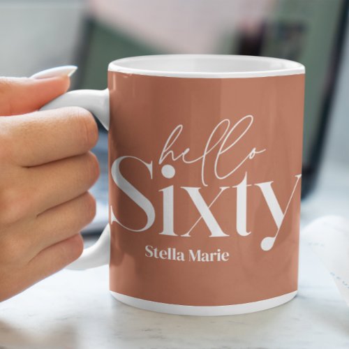Modern minimal typography simple 60th birthday coffee mug