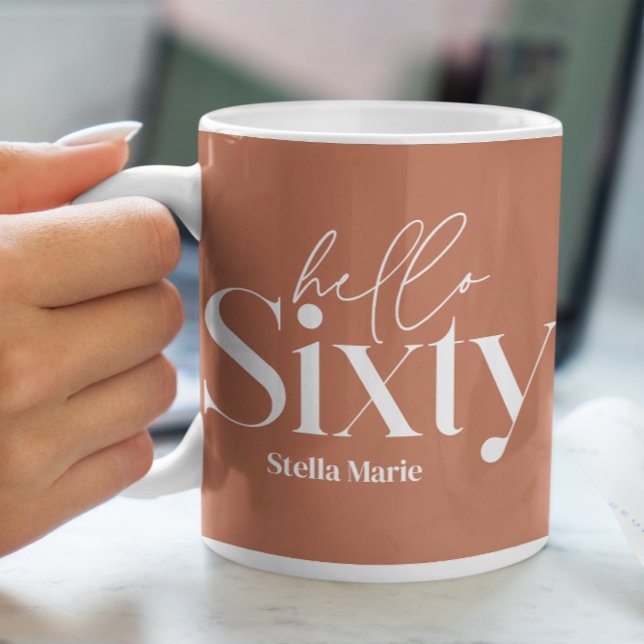 Modern minimal typography simple 60th birthday coffee mug (Creator Uploaded)