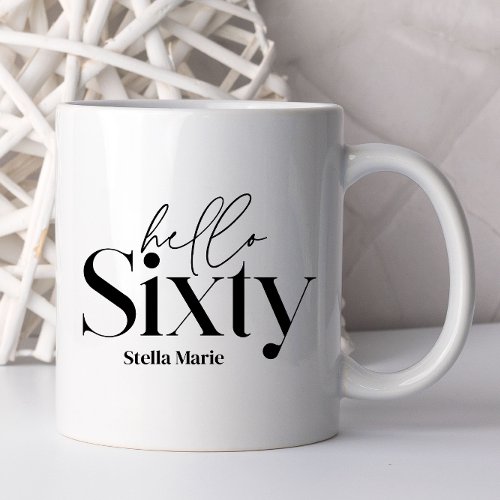 Modern minimal typography simple 60th birthday coffee mug