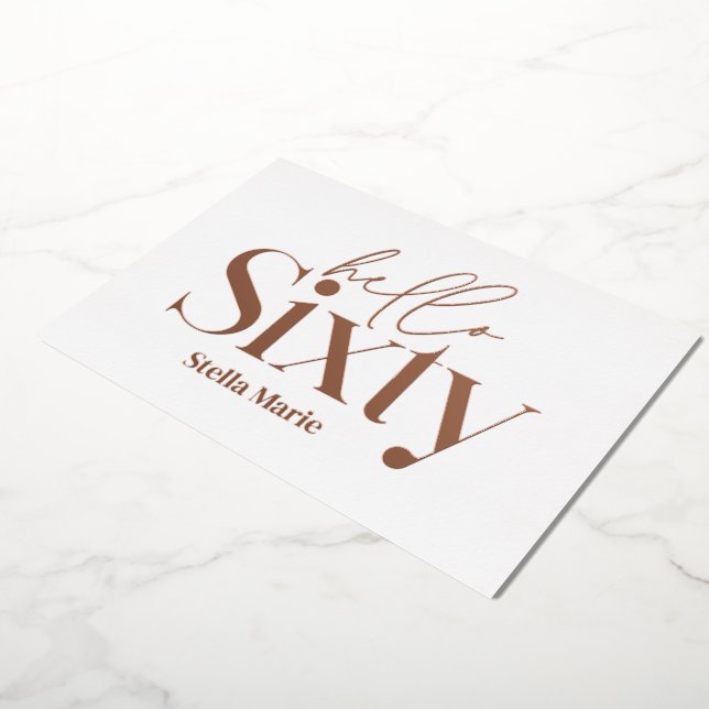 Modern minimal typography simple 60th birthday foil invitation (Rotated)