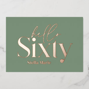 Modern minimal typography simple 60th birthday foil invitation