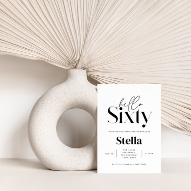 Modern minimal typography simple 60th birthday invitation (Creator Uploaded)
