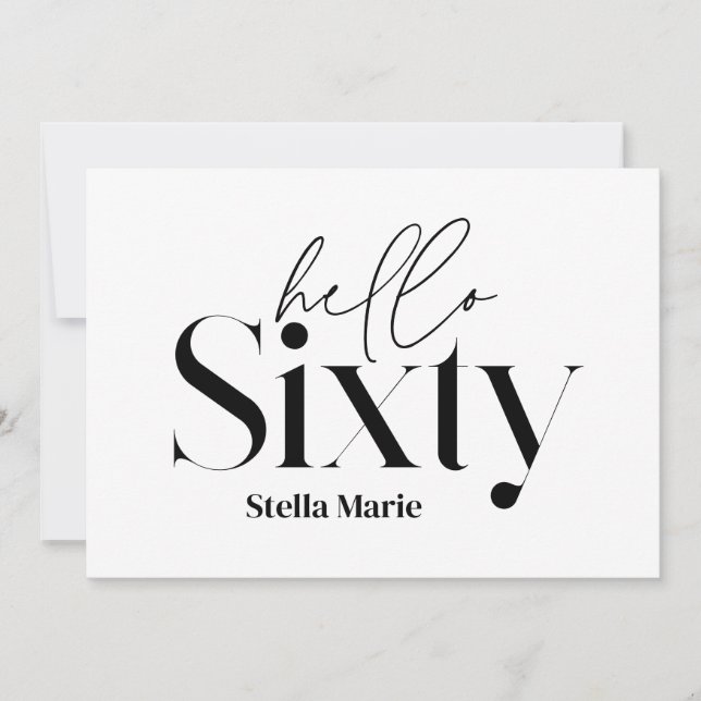 Modern minimal typography simple 60th birthday invitation (Front)