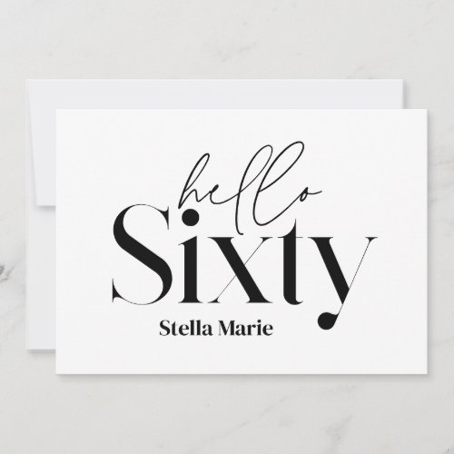 Modern minimal typography simple 60th birthday invitation