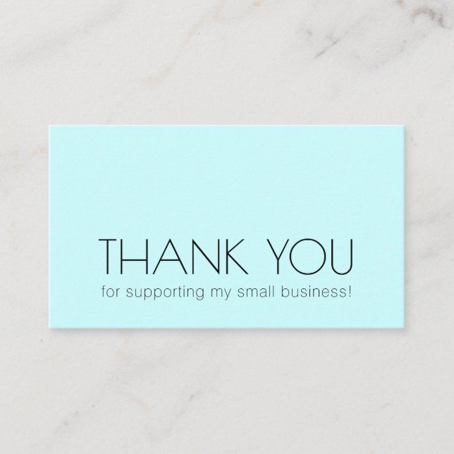 Modern Minimal Typography Thank You Light Blue Business Card (Front)
