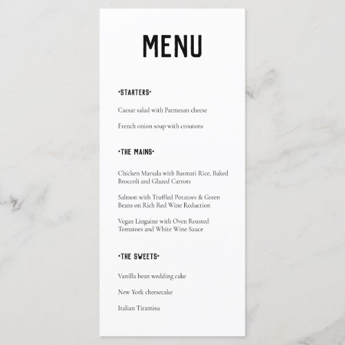 Modern Minimal Typography Wedding Menu