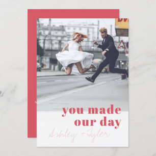 Modern Minimal Typography Wedding Photo Thank You Invitation