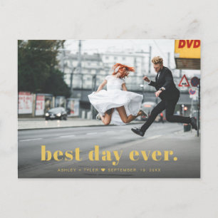 Modern Minimal Typography Wedding Photo Thank You Postcard