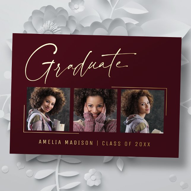 Modern Minimal Unique Ink Script Graduate Card (Creator Uploaded)