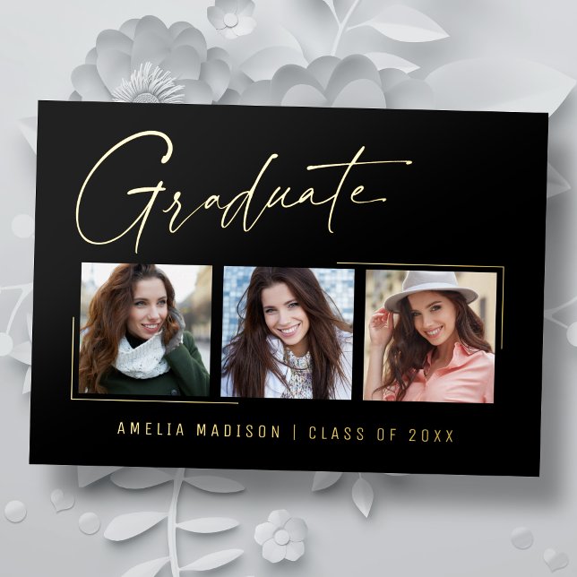 Modern Minimal Unique Ink Script Graduate Card (Creator Uploaded)