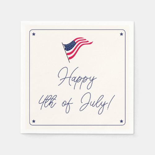 Modern Minimal US Flag 4th of July Party Napkins