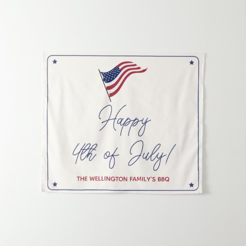 Modern Minimal US Flag 4th of July Party Welcome Tapestry