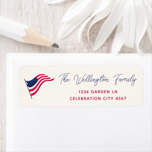 Modern Minimal USA Flag Custom Return Address Label (Insitu)