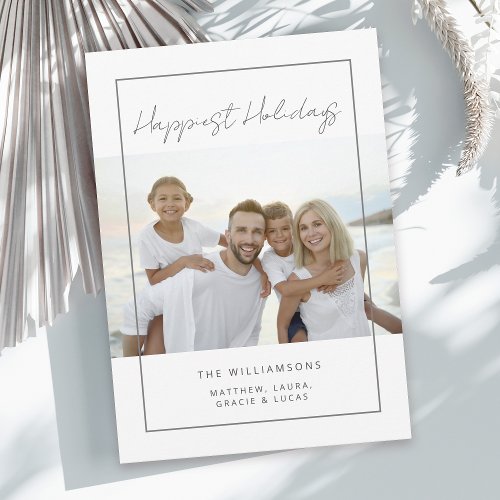 Modern Minimal Vacation Photo Merriest Christmas  Holiday Card