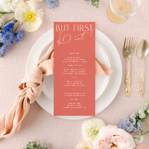 Modern Minimal Vibrant Pink Wedding Dinner Menu