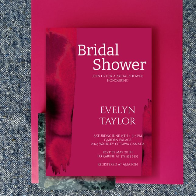 Modern, Minimal Viva Magenta Bridal Shower  Invitation (Creator Uploaded)