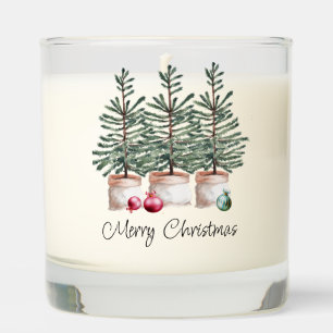 Modern Minimal Watercolor Christmas Tree Scented Candle