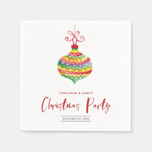 Modern Minimal Watercolor Ornament Christmas Party Napkins