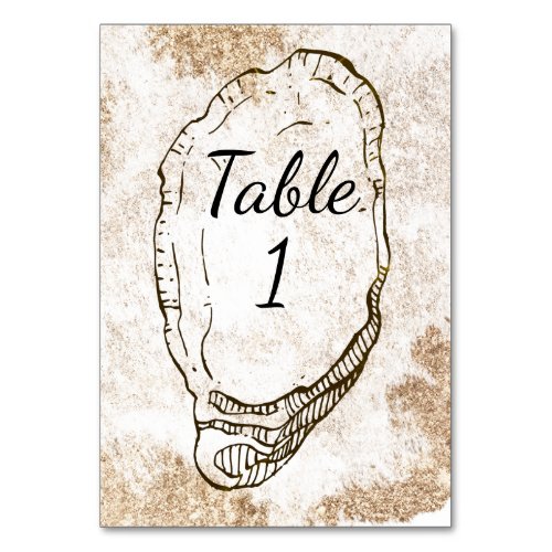 Modern Minimal Watercolor Oyster Double Sided Table Number