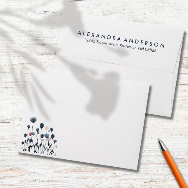 Modern Minimal Watercolor Wildflowers Envelope (Modern Minimal Watercolor Wildflowers Envelope)
