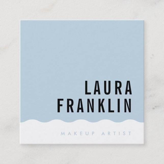 MODERN MINIMAL WAVE simple chic baby blue Square Business Card (Front)