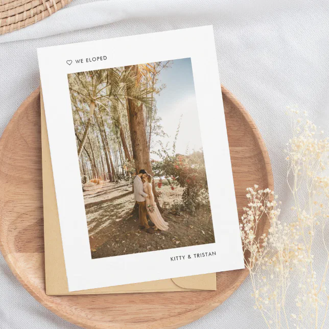 Modern Minimal We Eloped Wedding Announcement Zazzle