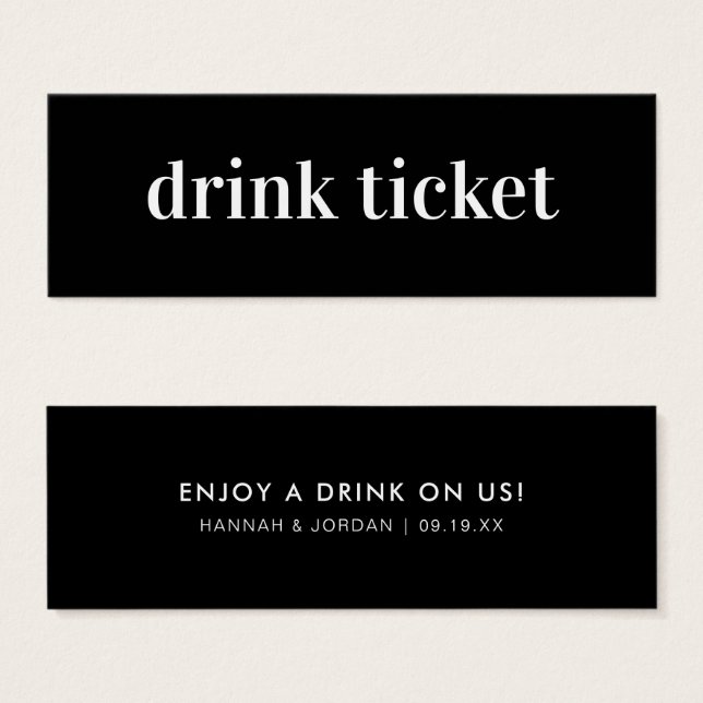 Modern Minimal | Wedding Bar Drink Ticket (Front & Back)