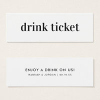 Modern Minimal | Wedding Bar Drink Ticket