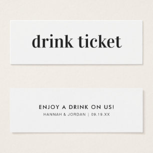 Modern Minimal   Wedding Bar Drink Ticket