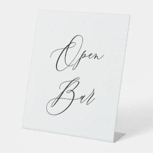 Modern Minimal Wedding Bar Sign Open Bar Elegant