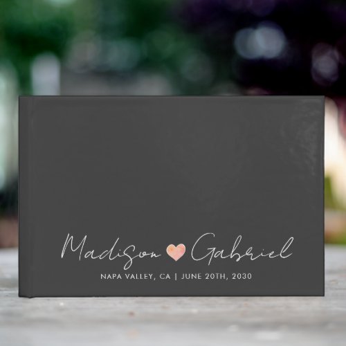 Modern Minimal Wedding Charcoal Gray Wedding Guest Book